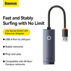 Baseus Hub Lite Series Ethernet Adapter USB to RJ45 LAN Port 1000Mbps WKQX000113
